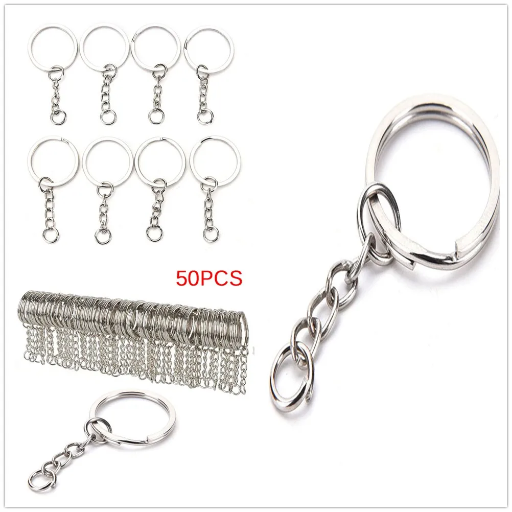 50pcs 25mm/30mm Polished Silver Keyring Keychain Split Ring With Short Chain Key Rings Women Men DIY Key Chains Accessories
50pcs 25mm/30mm Polished Silver Keyring Keychain Split Ring With Short Chain Key Rings Women Men DIY Key Chains Accessories