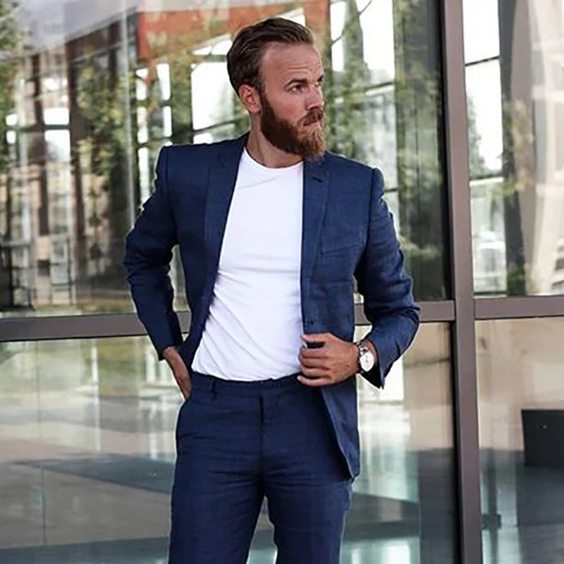 Latest Coat Pant Designs Navy Blue Linen Wedding Suits for Men Beach Terno Slim Fit Groom Custom 3 Piece Tuxedo suit Vestidos
Latest Coat Pant Designs Navy Blue Linen Wedding Suits for Men Beach Terno Slim Fit Groom Custom 3 Piece Tuxedo suit Vestidos