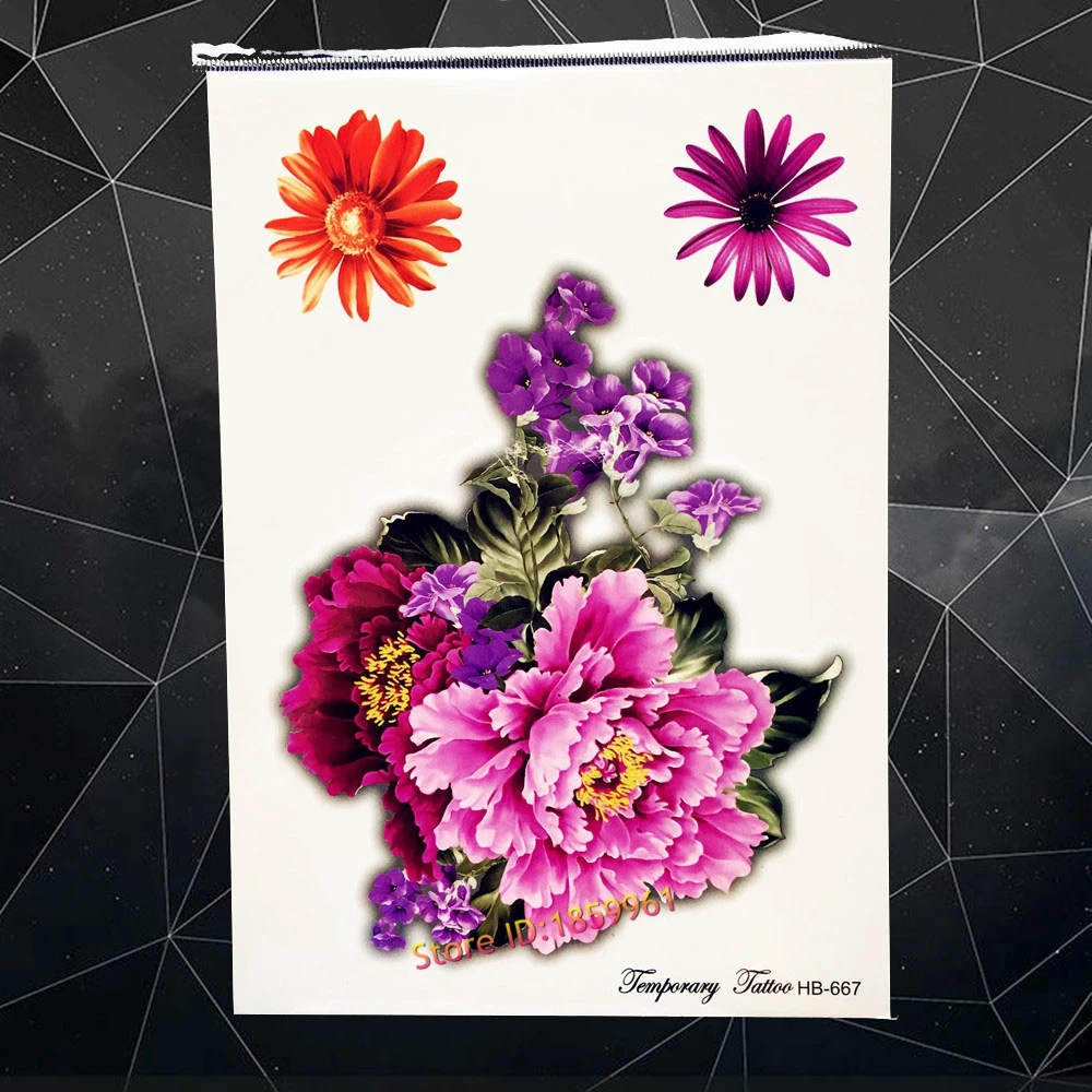 Women Purple Pink Waterproof Tattoo Stickers Peony Fake Flash Tattoo Paste 21x15CM DIY Large Body ARt Tatoo Arm Shoulder
Women Purple Pink Waterproof Tattoo Stickers Peony Fake Flash Tattoo Paste 21x15CM DIY Large Body ARt Tatoo Arm Shoulder