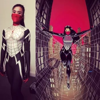 SzBlaze Girl Black White Spiderman Cosplay Jumpsuit Superhero Spider-Gwen Stacy Venom Costume Halloween One Piece Women Bodysuit
SzBlaze Girl Black White Spiderman Cosplay Jumpsuit Superhero Spider-Gwen Stacy Venom Costume Halloween One Piece Women Bodysuit