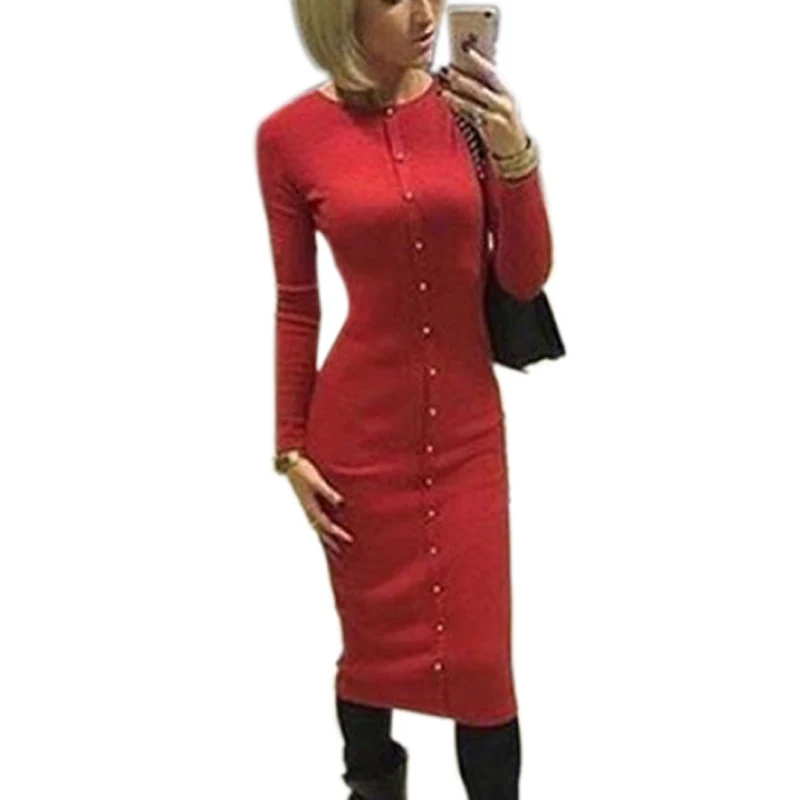 Package Hip Bodycon Dress Autumn Winter Women Knit Dress Mid-calf Office Dresses 2019 Fashion Casual Buttons Warm Robe LX062
Package Hip Bodycon Dress Autumn Winter Women Knit Dress Mid-calf Office Dresses 2019 Fashion Casual Buttons Warm Robe LX062