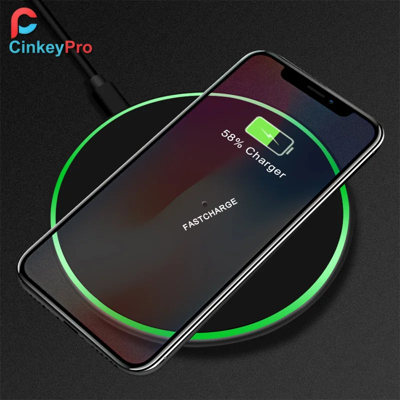 

CinkeyPro Wireless Charger Charging Pad for iPhone 8 10 X Samsung S7 S8 5V/1A Adapter Charge Mobile Phone QI Device Universal