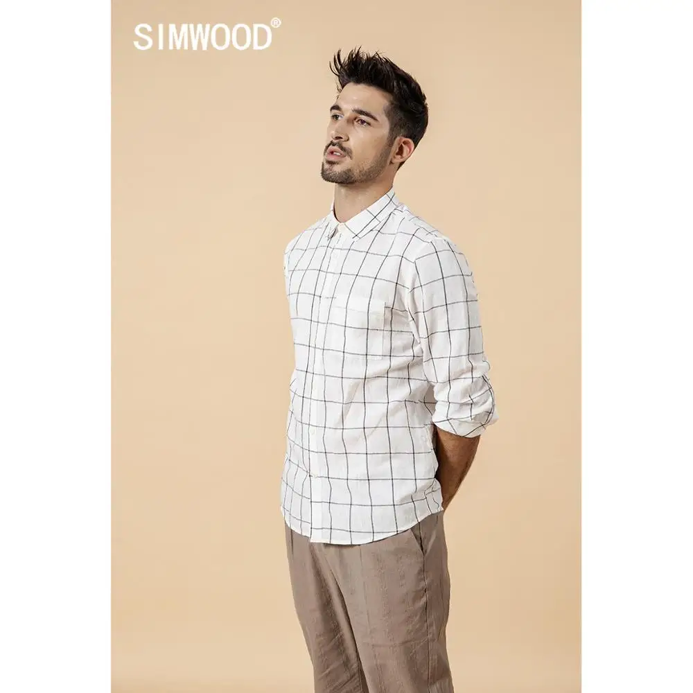 SIMWOOD 2019 spring summer new shirts men fashion linen cotton three quarter sleeve cool plaid plus size shirt 190176
SIMWOOD 2019 spring summer new shirts men fashion linen cotton three quarter sleeve cool plaid plus size shirt 190176