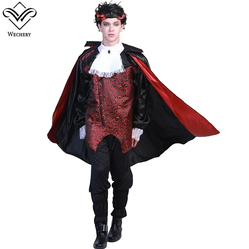 Wechery Medieval Vampire Costume Black Printed Tops Pants Cloak Set for Cosplay Mens Ancient Fairy Tale Clothes
Wechery Medieval Vampire Costume Black Printed Tops Pants Cloak Set for Cosplay Mens Ancient Fairy Tale Clothes