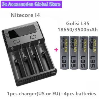 

4pcs GOLISI L35 IMR 18650 3500mah CDR 10A MAX 20A E-CIG rechargeable battery VAPE with Nitecore I4 charger XTAR VC4 Liitokala