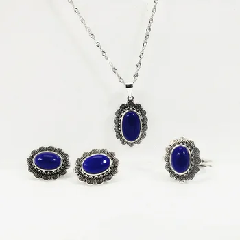 Guaranteed Sterling Silver 925 Jewelry Sets Antique Flowers Women's With Natural Lapis Lazuli Gemstone Fine Jewelry
Guaranteed Sterling Silver 925 Jewelry Sets Antique Flowers Women's With Natural Lapis Lazuli Gemstone Fine Jewelry