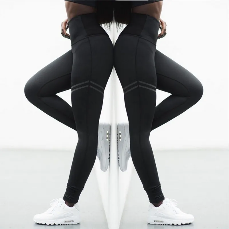 Mesh Pattern Print Leggings fitness For Women Sporting Workout Leggins Elastic Slim Black White Pants Jeggings 5006 | Женская одежда