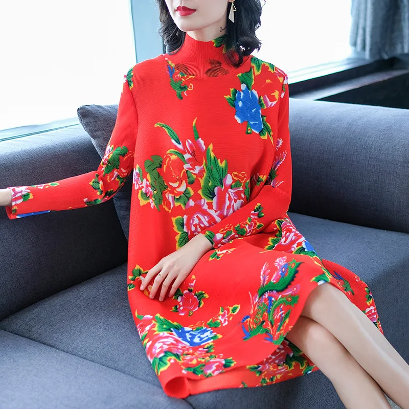 MIYAKE Retro Long-sleeved High-collar Dresses Spring 2019 New Women's Fashion Printed Loose Size pleated dresses free ship
MIYAKE Retro Long-sleeved High-collar Dresses Spring 2019 New Women's Fashion Printed Loose Size pleated dresses free ship