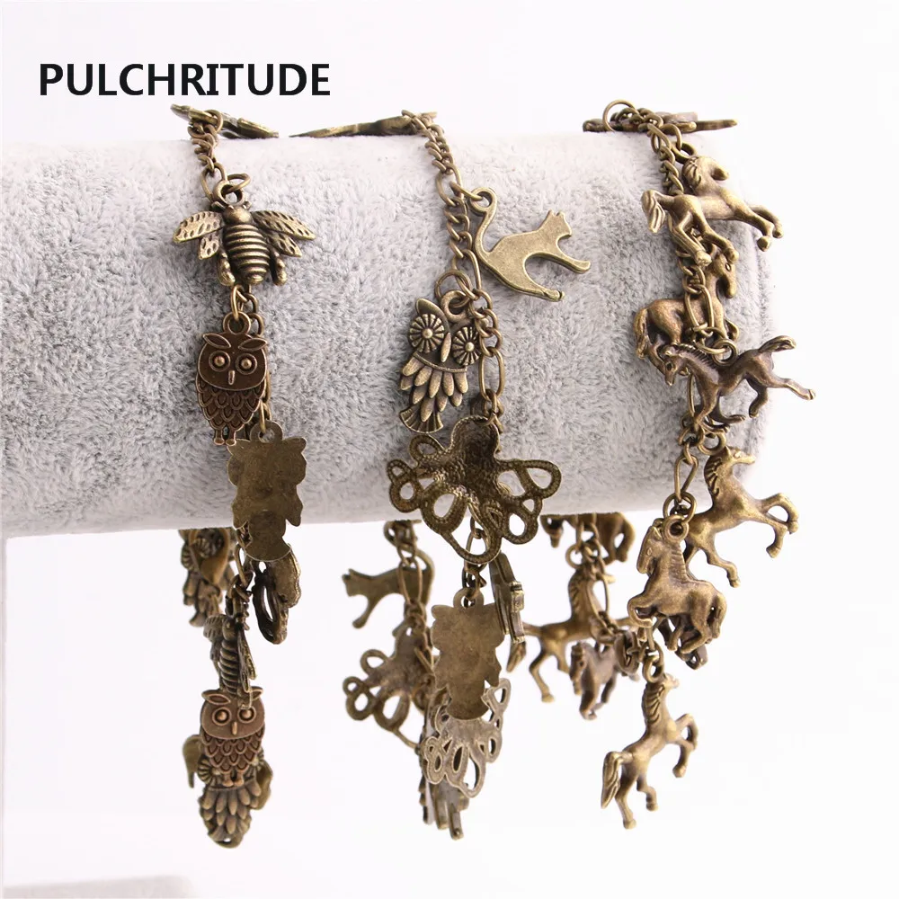 PULCHRITUDE 1 piece Metal Alloy Zinc Antique Bronze Bracelet Animal Pendant Horse Charm Chain Bracelet Diy Jewelry Making C0613 
PULCHRITUDE 1 piece Metal Alloy Zinc Antique Bronze Bracelet Animal Pendant Horse Charm Chain Bracelet Diy Jewelry Making C0613