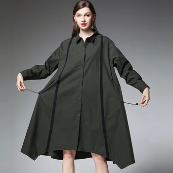 Large Size Shirt Female Dresses 2019 Spring New Loose Long Ribbon Stitching Oversized Single-Breasted Pocket Shirt Dress Female
Large Size Shirt Female Dresses 2019 Spring New Loose Long Ribbon Stitching Oversized Single-Breasted Pocket Shirt Dress Female