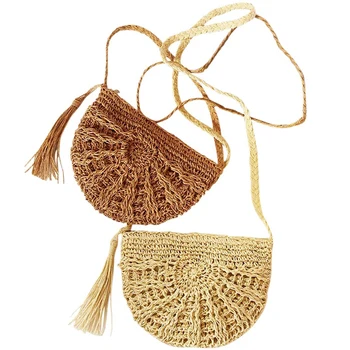 Women Straw Crossbody Purse Beach Handmade Woven Shoulder Bag With Tassels Bag, Half Round-Khaki+Beige(2 Bags)
Women Straw Crossbody Purse Beach Handmade Woven Shoulder Bag With Tassels Bag, Half Round-Khaki+Beige(2 Bags)