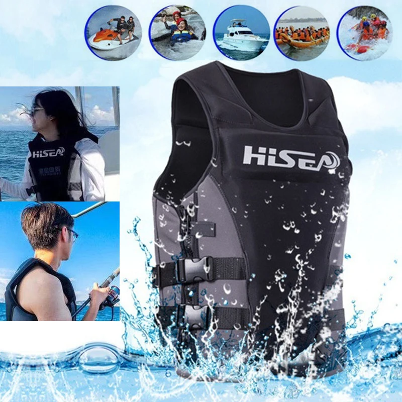 Hisea Neoprene Profession Life Vest Adult Surfing Drifting Motorboat Buoyancy jacket Swimming Floating Clothing | Спорт и