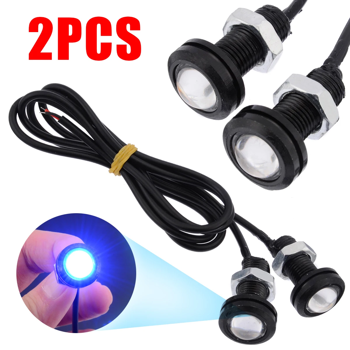 2PCS LED Blue 50W Underwater Pontoon Marine Boat Yacht Drain Transom Lights