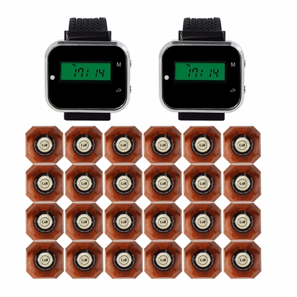 433MHz Wireless Pager Calling System Restaurant Equipment For Factory Coffee 2 pcs Watch Wrist Receiver + 24pcs Call Button 
433MHz Wireless Pager Calling System Restaurant Equipment For Factory Coffee 2 pcs Watch Wrist Receiver + 24pcs Call Button