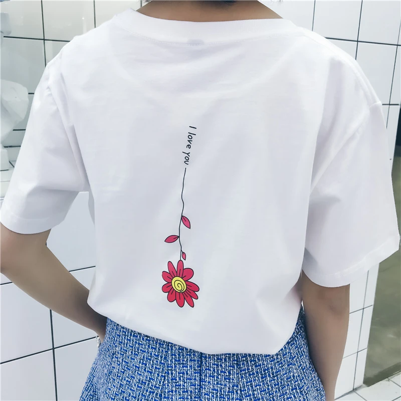 LUNDUNSHIJIA 2019 Summer Fashion Elegant T-shirts For Women Back Floral Printed Female T-shirt White Cotton Tee Tops
LUNDUNSHIJIA 2019 Summer Fashion Elegant T-shirts For Women Back Floral Printed Female T-shirt White Cotton Tee Tops