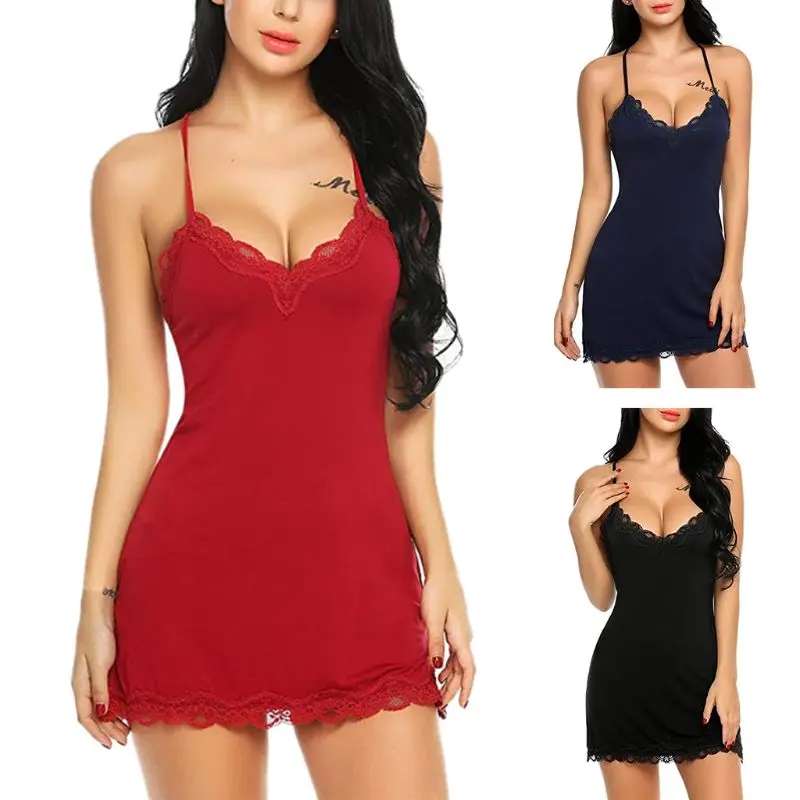 Womens Plus Size Deep V-Neck Babydoll Dress Solid Color Floral Lace Patchwork Nightgown Hollow Out Backless Package
Womens Plus Size Deep V-Neck Babydoll Dress Solid Color Floral Lace Patchwork Nightgown Hollow Out Backless Package