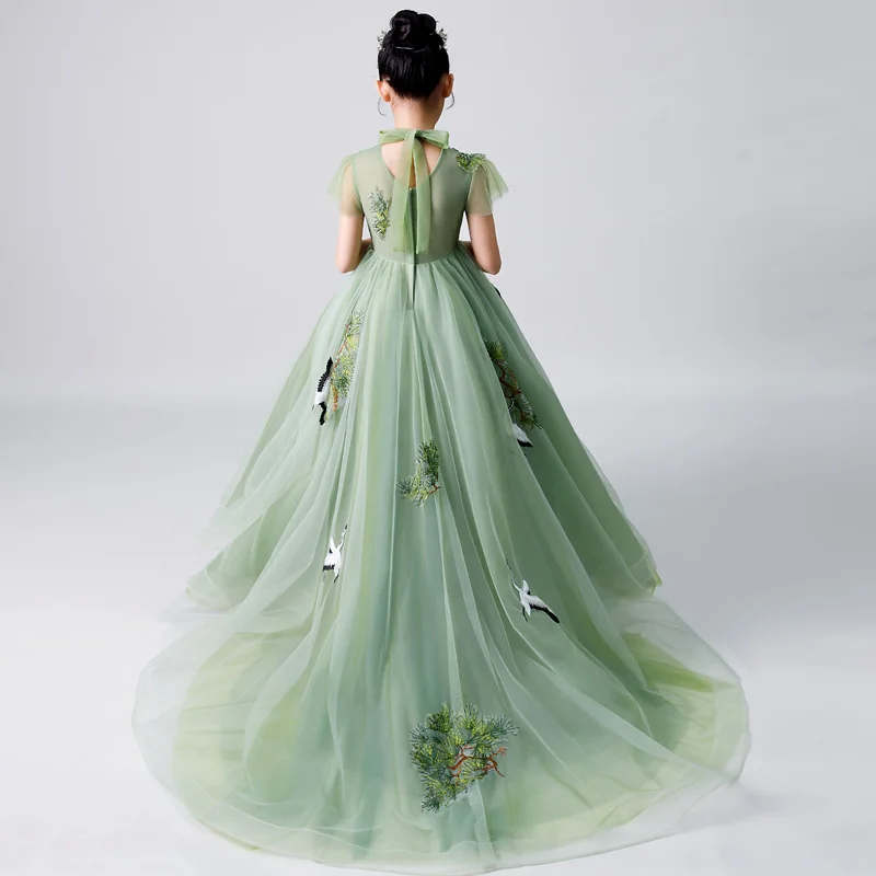 Роскошные зеленые Платья с цветочным узором для девочек на свадьбу вечерние