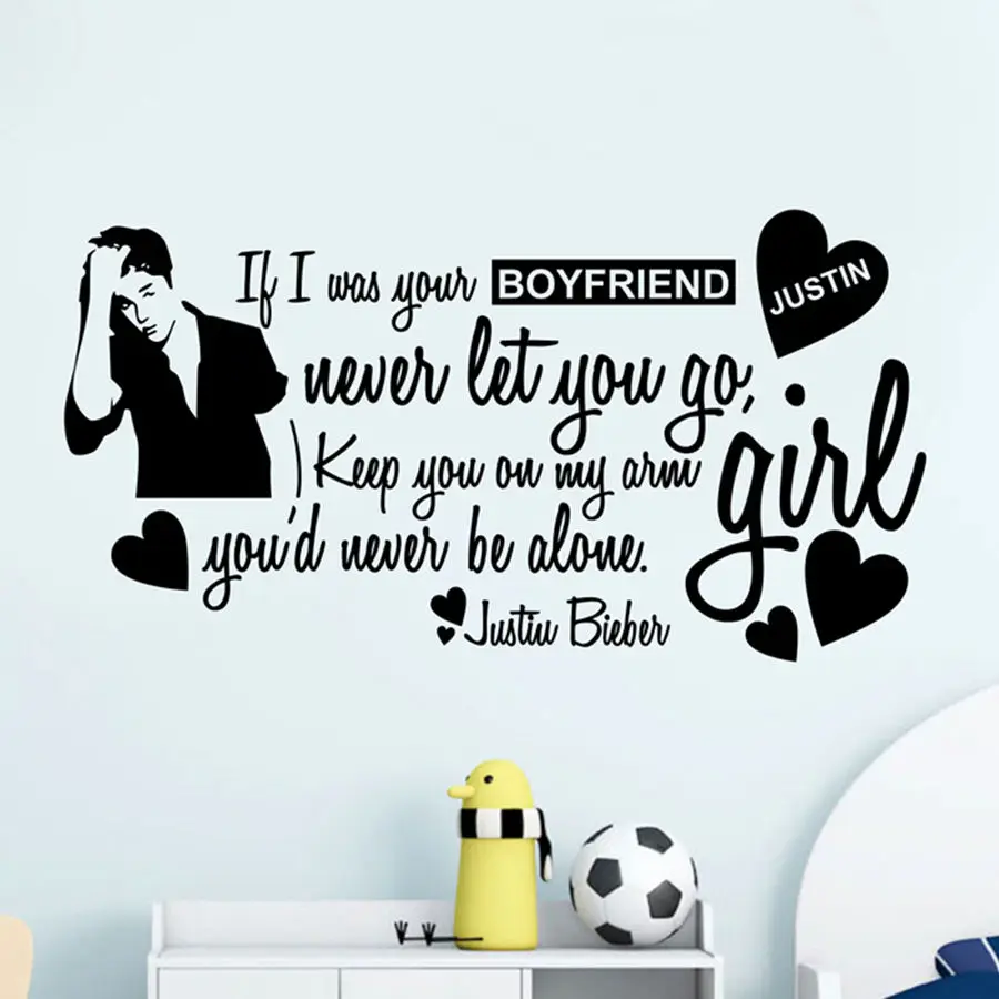 Justin Bieber Quotes Wall Decor Fashion Vinyl Wall Sticker For Girl Room Decoration Removable Wall Decals Home Art Mural AY458
Justin Bieber Quotes Wall Decor Fashion Vinyl Wall Sticker For Girl Room Decoration Removable Wall Decals Home Art Mural AY458