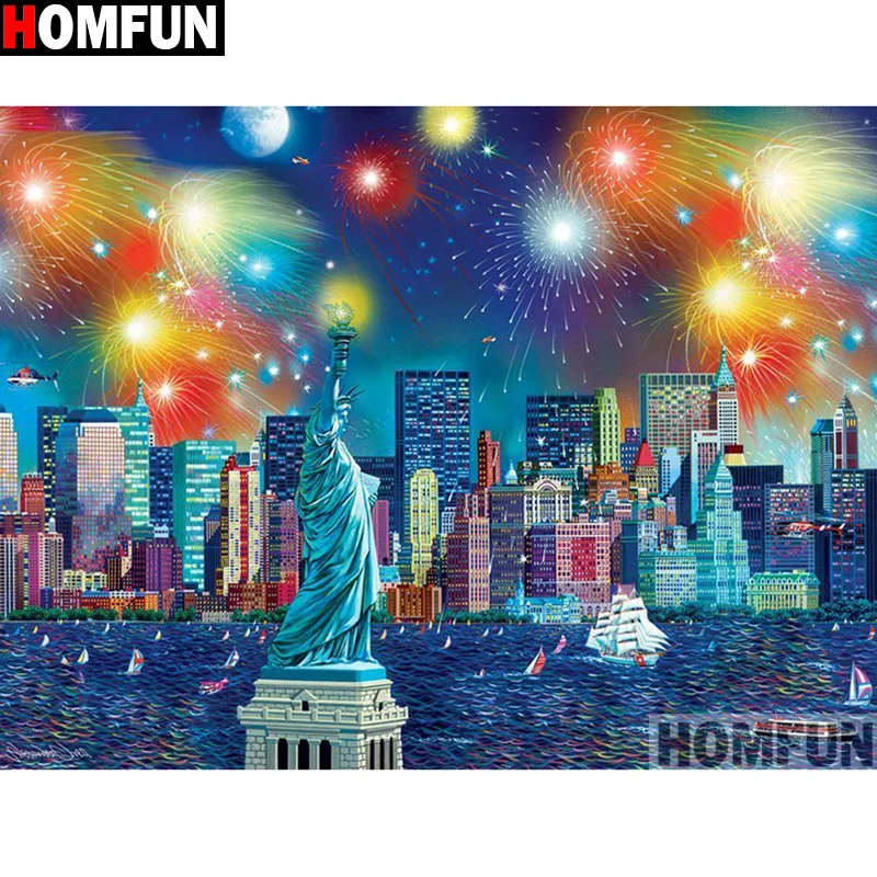 Алмазная живопись HOMFUN Ночной вид алмазная вышивка сделай сам полное покрытие