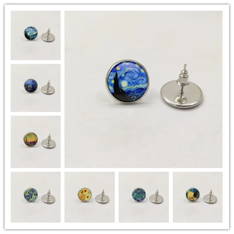 Hot/ Color Simple Style Earings Van Gogh Famous Artist Starry Night Stud Earrings Glass Cabochon Jewelry Women Gifts
Hot/ Color Simple Style Earings Van Gogh Famous Artist Starry Night Stud Earrings Glass Cabochon Jewelry Women Gifts