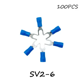 SV2-6 100PCS/Pack Blue Insulated Spade Terminal Block Connector Electrical Furcate Pre-insulated End Fork Crimp Cable Wire
SV2-6 100PCS/Pack Blue Insulated Spade Terminal Block Connector Electrical Furcate Pre-insulated End Fork Crimp Cable Wire