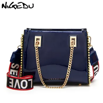 NIGEDU Rivet Women handbag Luxury Designer Patent leather Chain Messenger Bags for Female Shoulder Bag Bolsas Mujer blue Totes
NIGEDU Rivet Women handbag Luxury Designer Patent leather Chain Messenger Bags for Female Shoulder Bag Bolsas Mujer blue Totes