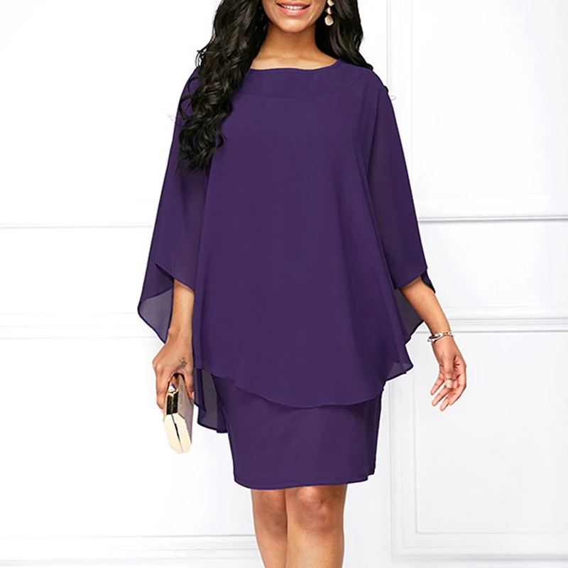 2018 Large-size Women Fake Two Upholstery Dress Plus Size Office Lady O-neck Women's Fake Two-piece Bat sleeve Chiffon Dress
2018 Large-size Women Fake Two Upholstery Dress Plus Size Office Lady O-neck Women's Fake Two-piece Bat sleeve Chiffon Dress