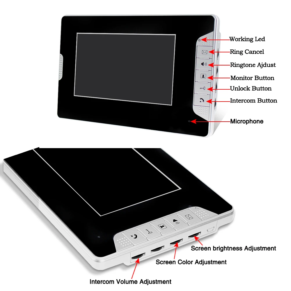 7 ''TFT LCD цветной видеодомофон для внутреннего монитора экран проводной видео