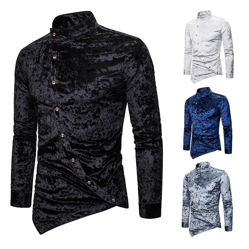 High Quality Men Shirt Long Sleeve 2019 Brand Tops Personality Oblique Button Dress Shirts Mandarin Collar Men Tuxedo Shirts
High Quality Men Shirt Long Sleeve 2019 Brand Tops Personality Oblique Button Dress Shirts Mandarin Collar Men Tuxedo Shirts