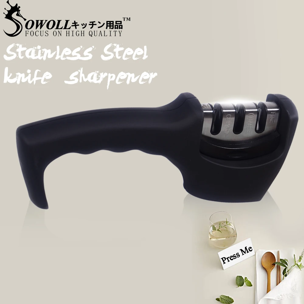 SOWOLL Kitchen Knife Sharpener 3-Stage Knife Sharpening Tool Helps Repair Restore and Polish Blades Cut Grinder Knives Whetstone
SOWOLL Kitchen Knife Sharpener 3-Stage Knife Sharpening Tool Helps Repair Restore and Polish Blades Cut Grinder Knives Whetstone