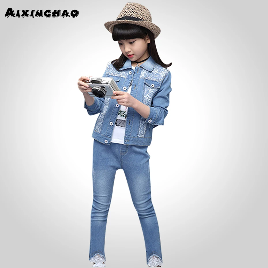 Girls Clothes Set Denim Coats + Lace Long Pants 2PCS Girl Clothes Autumn Teenage Children's Clothes 6 8 10 12 13 14 Year
Girls Clothes Set Denim Coats + Lace Long Pants 2PCS Girl Clothes Autumn Teenage Children's Clothes 6 8 10 12 13 14 Year