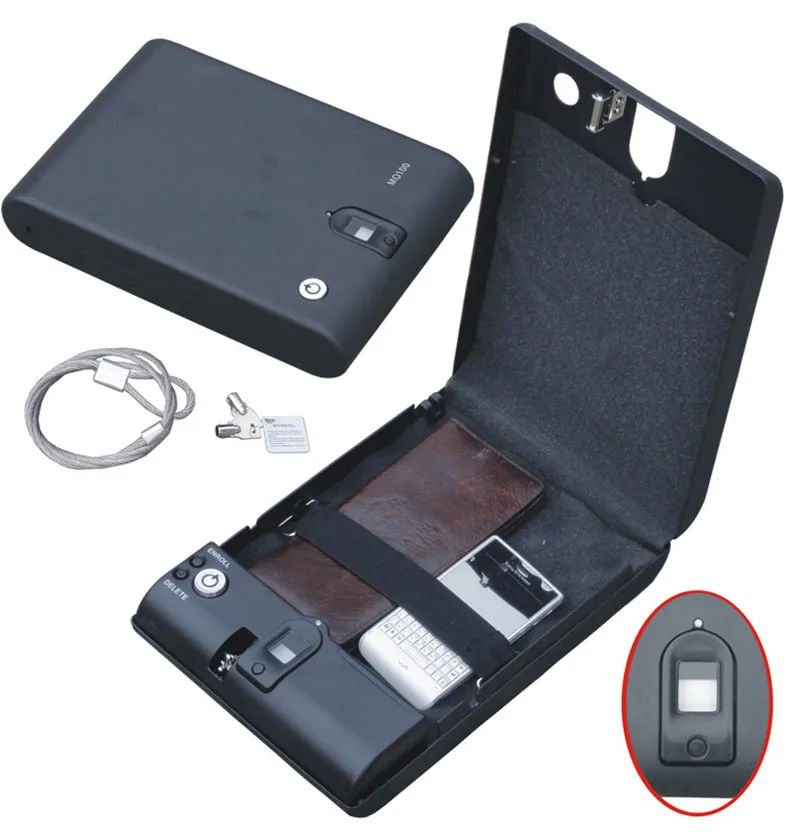 Wholesale MO100 Biometric Fingerprint Safe Box Key Gun Vault Jewelry Box Cable Portable Hot New Creative best gift
Wholesale MO100 Biometric Fingerprint Safe Box Key Gun Vault Jewelry Box Cable Portable Hot New Creative best gift