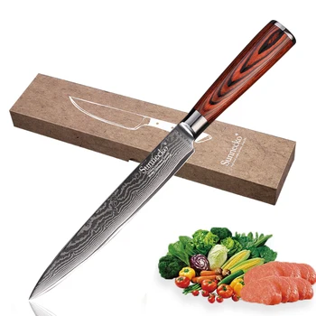 SUNNECKO 8" inch Slicing Knife Kitchen Knives Japanese Damascus VG10 Steel Sharp Blade Strong Pakka Wood Handle Cooking Tools
SUNNECKO 8" inch Slicing Knife Kitchen Knives Japanese Damascus VG10 Steel Sharp Blade Strong Pakka Wood Handle Cooking Tools