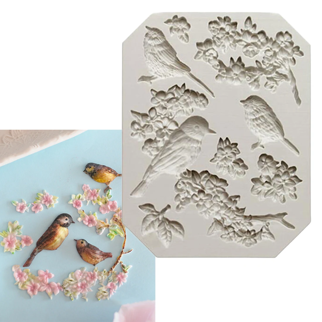 Горячая Sugarcraft силиконовая форма для птиц и цветов помадка инструменты украшения