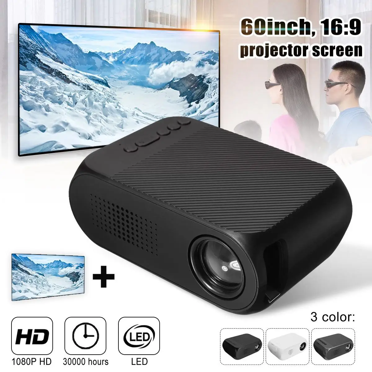 mini 7000 Lumens LED HD 1080p Mini Projector Multi-media Home Cinema Theater HDMI Multimedia Beamer Projector Black
mini 7000 Lumens LED HD 1080p Mini Projector Multi-media Home Cinema Theater HDMI Multimedia Beamer Projector Black