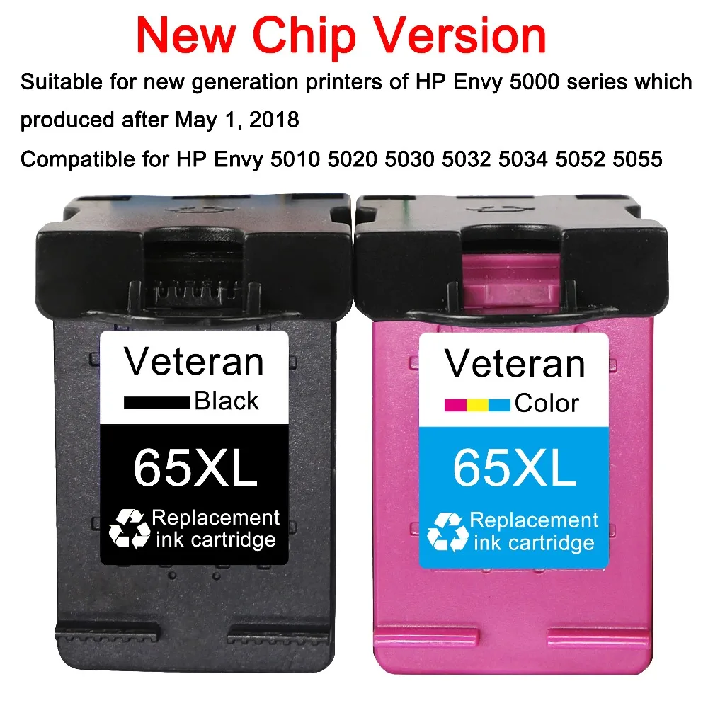 Veteran Ink cartridge 65XL Compatible for hp 65 XL Cartridge hp65xl hp65 for hp Envy 5010 5020 5030 5032 5034 5052 5055 printer
Veteran Ink cartridge 65XL Compatible for hp 65 XL Cartridge hp65xl hp65 for hp Envy 5010 5020 5030 5032 5034 5052 5055 printer