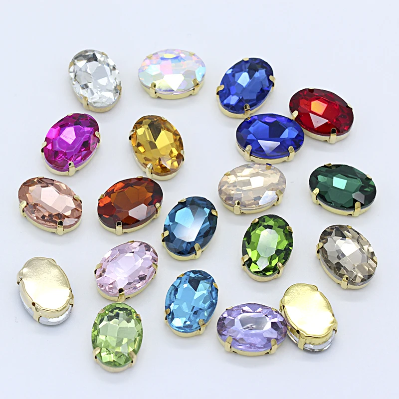 All-size Oval 24-colors glass stone flatback sew on crystal rhinestones jewels 4-Holes Beads gold claw buckle for Wedding Dress
All-size Oval 24-colors glass stone flatback sew on crystal rhinestones jewels 4-Holes Beads gold claw buckle for Wedding Dress