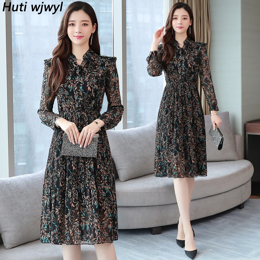 2019 Vintage 3XL Plus Size Floral Chiffon Midi Dresses Autumn Winter Print Long Sleeve Dress Elegant Women Bodycon Party Vestido
2019 Vintage 3XL Plus Size Floral Chiffon Midi Dresses Autumn Winter Print Long Sleeve Dress Elegant Women Bodycon Party Vestido