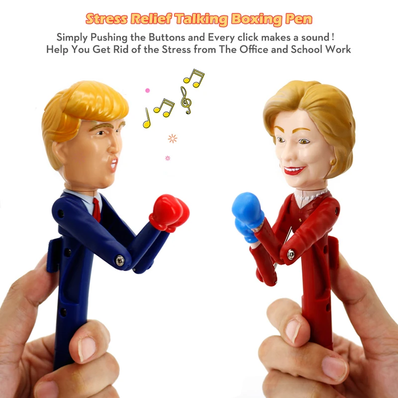 Boxing Decompression Pen Fun Toy Pen Trump + Hilary Pen Royal Voices Pen For Boys Girls Surprise Gift With color Box
Boxing Decompression Pen Fun Toy Pen Trump + Hilary Pen Royal Voices Pen For Boys Girls Surprise Gift With color Box