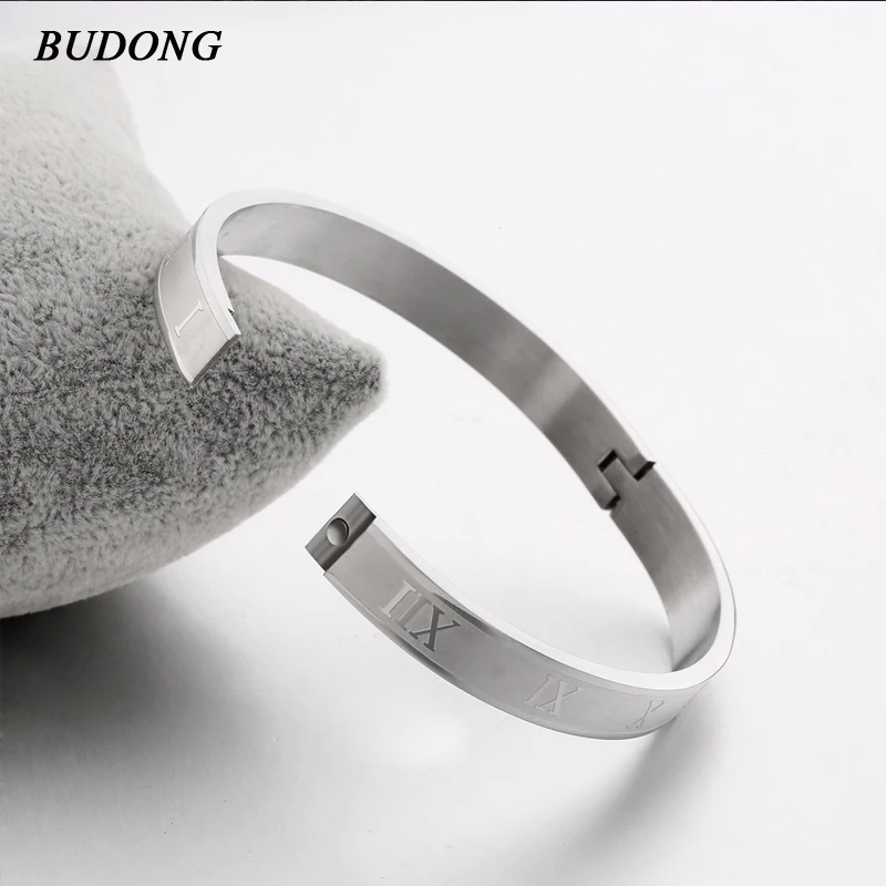 BUDONG Brand New Circle Roman numeral Stainless Steel Wristband Handcuff for Men Black/Silver/Rose Color Bangle Bracelet XUBZ003
BUDONG Brand New Circle Roman numeral Stainless Steel Wristband Handcuff for Men Black/Silver/Rose Color Bangle Bracelet XUBZ003