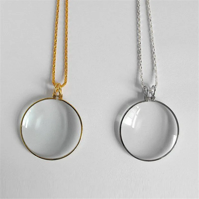 Gold Silver Color 5x Magnifier Magnifying Glass Pendant With Decorative Monocle Necklace Plated Chain Necklace For Women Jewelry
Gold Silver Color 5x Magnifier Magnifying Glass Pendant With Decorative Monocle Necklace Plated Chain Necklace For Women Jewelry