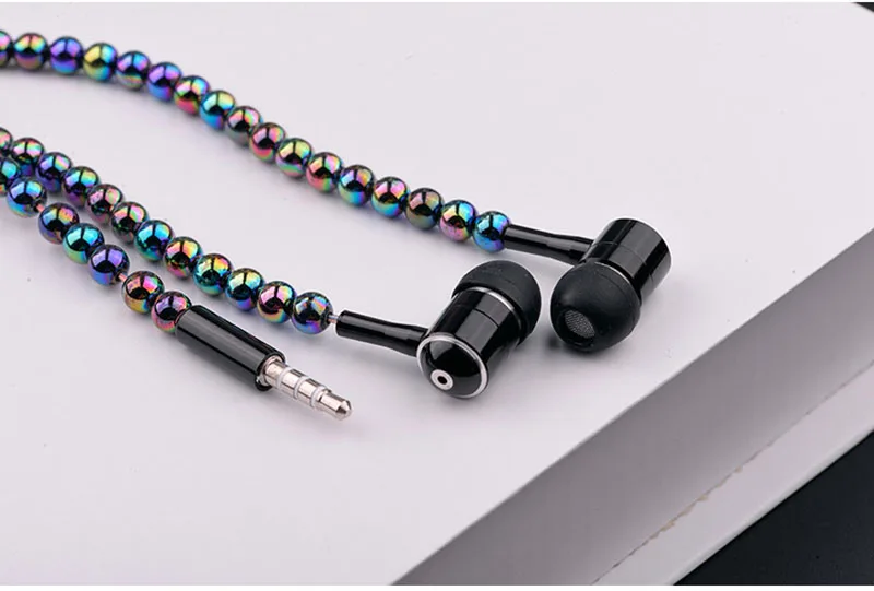 2017 Pink girl Rhinestone Jewelry Pearl Necklace Earphones With Mic 3.5mm Earbuds For Xiaomi Huawei Brithday Gift fone de ouvido 0 (1)