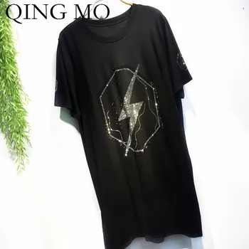 QING MO Women Lightning Printing Hot Drilling T Shirt Dress 2020 Summer Women O Neck Short Sleeve Dress With Rhinestone ZQY601
QING MO Women Lightning Printing Hot Drilling T Shirt Dress 2020 Summer Women O Neck Short Sleeve Dress With Rhinestone ZQY601