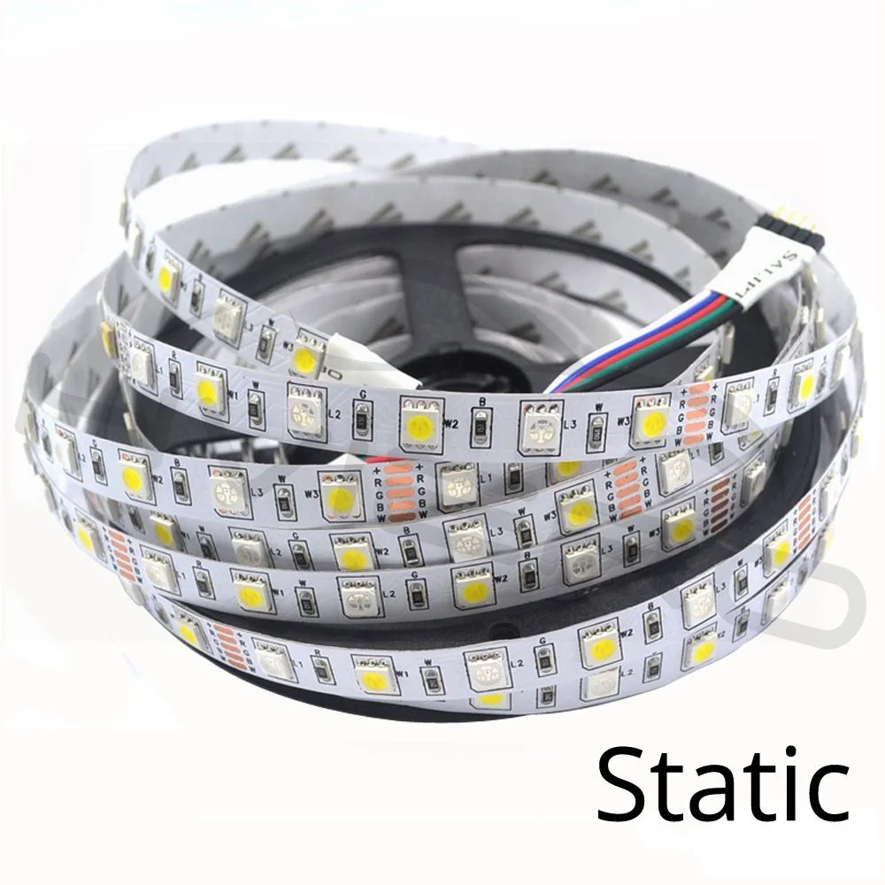 Hviero 5050 RGBW LED Strip Waterproof Non Waterproof DC 12V 5M LED Strips Light Flexible with 3A Power and Remote Controller full set