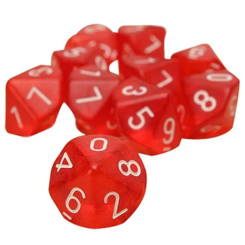 10-Dices D10 Ten Sided Gem Dice Die for RPG Dungeons&Dragons Board Table Games Transparent Red
10-Dices D10 Ten Sided Gem Dice Die for RPG Dungeons&Dragons Board Table Games Transparent Red