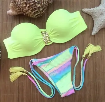 Free Shipping Tassel Brazilian Bikini Yellow Bandeau Top and Tassel Tie Bottom Bikini Exotic Swimwear Sexy Bikini S,M,L 4F4489
Free Shipping Tassel Brazilian Bikini Yellow Bandeau Top and Tassel Tie Bottom Bikini Exotic Swimwear Sexy Bikini S,M,L 4F4489