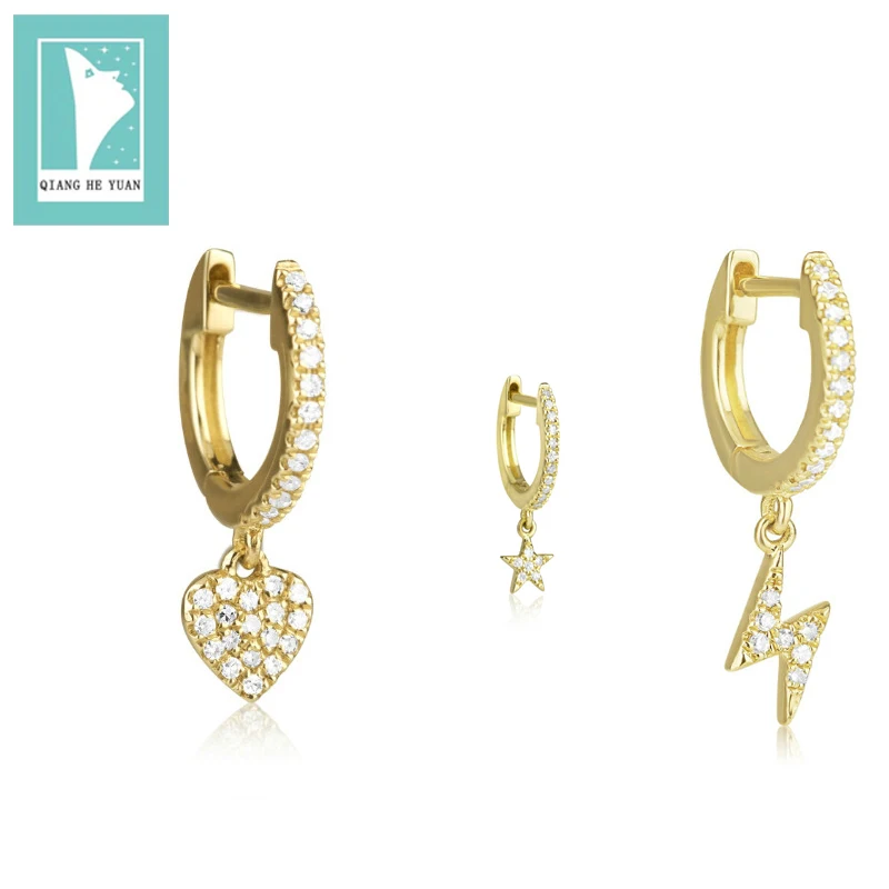 Silver thunder/lightning shape with zircon stones setting earrings for women 
Silver thunder/lightning shape with zircon stones setting earrings for women