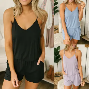 New Women Ladies Fashion Casual Summer Playsuit Solid V Neck SleevelessPlaysuit Sun Holiday Beach Wear
New Women Ladies Fashion Casual Summer Playsuit Solid V Neck SleevelessPlaysuit Sun Holiday Beach Wear