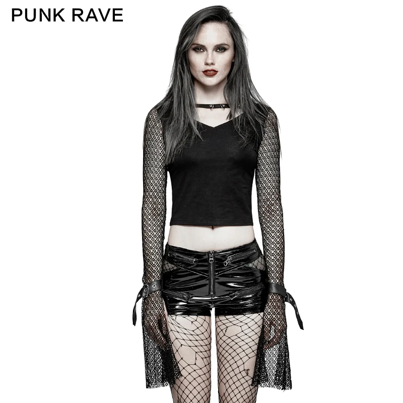 PUNK RAVE Gothic Vampire Black Woman T-shirt Punk Rock Hollow Out Long Sleeve Short Tops Shirt
PUNK RAVE Gothic Vampire Black Woman T-shirt Punk Rock Hollow Out Long Sleeve Short Tops Shirt