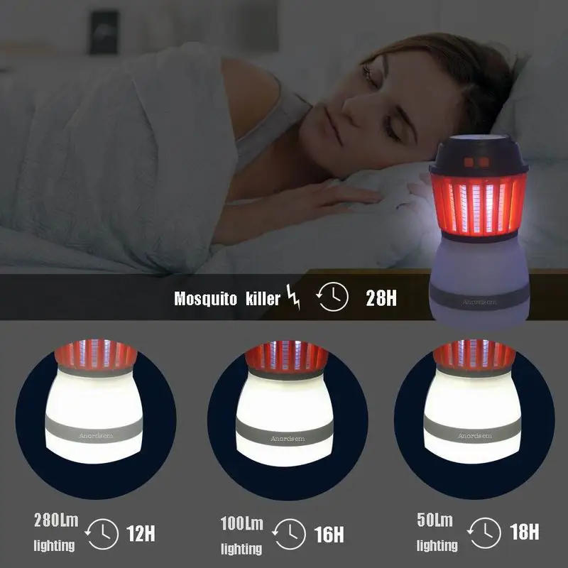 2-in-1 Portable LED Camping Light Mosquito Killer Lamp With Solar Panel USB Charging Outdoor Indoor Waterproof Pest Repeller (11)